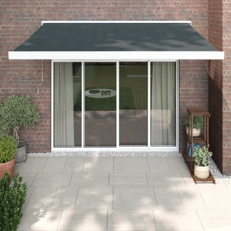 Auvent rétractable anthracite 3x2,5 m tissu et aluminium 