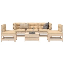 Salon de jardin 6 pcs bois de pin massif 