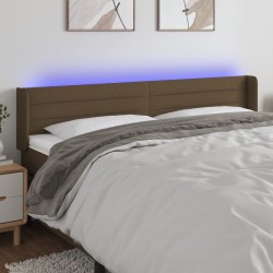 Tête de lit à LED Marron foncé 183x16x78/88 cm Tissu 