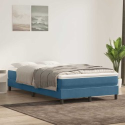 Sommier à lattes de lit et matelas bleu foncé 120x210cm velours 