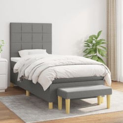 Sommier à lattes de lit avec matelas Gris foncé 80x200 cm Tissu 