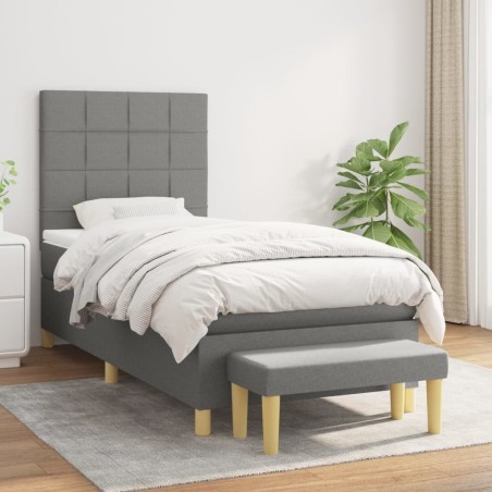 Sommier à lattes de lit avec matelas Gris foncé 80x200 cm Tissu 