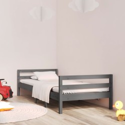 Cadre de lit sans matelas gris 75x190 cm bois de pin massif 