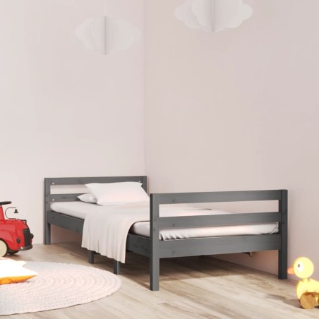 Cadre de lit sans matelas gris 75x190 cm bois de pin massif 