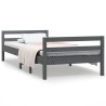 Cadre de lit sans matelas gris 75x190 cm bois de pin massif 