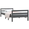 Cadre de lit sans matelas gris 75x190 cm bois de pin massif 