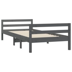 Cadre de lit sans matelas gris 75x190 cm bois de pin massif 