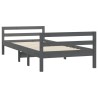 Cadre de lit sans matelas gris 75x190 cm bois de pin massif 