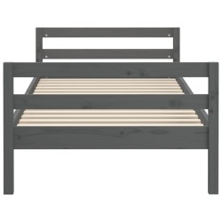 Cadre de lit sans matelas gris 75x190 cm bois de pin massif 