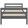 Cadre de lit sans matelas gris 75x190 cm bois de pin massif 