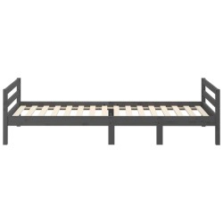 Cadre de lit sans matelas gris 75x190 cm bois de pin massif 