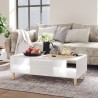 Table basse blanc brillant 103,5x60x35 cm bois d'ingénierie 