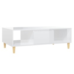 Table basse blanc brillant 103,5x60x35 cm bois d'ingénierie 