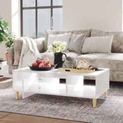 Table basse blanc brillant 103,5x60x35 cm bois d'ingénierie 