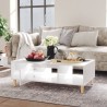 Table basse blanc brillant 103,5x60x35 cm bois d'ingénierie 