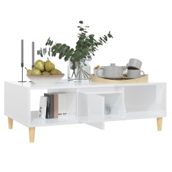 Table basse blanc brillant 103,5x60x35 cm bois d'ingénierie 