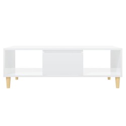 Table basse blanc brillant 103,5x60x35 cm bois d'ingénierie 