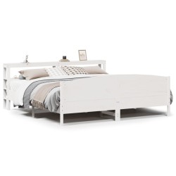 Cadre de lit sans matelas blanc 180x200 cm bois massif de pin 