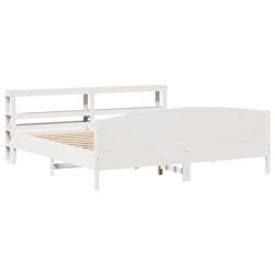 Cadre de lit sans matelas blanc 180x200 cm bois massif de pin 