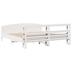 Cadre de lit sans matelas blanc 180x200 cm bois massif de pin 