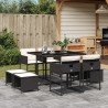 Ensemble à manger de jardin 9pcs coussins noir résine tressée 