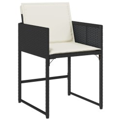 Ensemble à manger de jardin 9pcs coussins noir résine tressée 