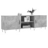 Meuble TV gris béton 150x30x50 cm bois d'ingénierie 