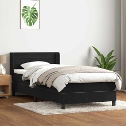 Sommier à lattes de lit avec matelas noir 100x210 cm velours 