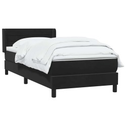 Sommier à lattes de lit avec matelas noir 100x210 cm velours 