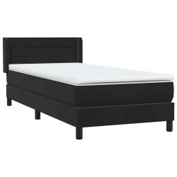 Sommier à lattes de lit avec matelas noir 100x210 cm velours 