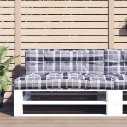 Coussin de palette motif à carreaux gris 120x40x12 cm tissu 
