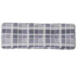 Coussin de palette motif à carreaux gris 120x40x12 cm tissu 