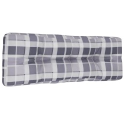 Coussin de palette motif à carreaux gris 120x40x12 cm tissu 