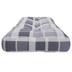 Coussin de palette motif à carreaux gris 120x40x12 cm tissu 