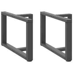 Pieds de table basse en T, 2 pièces, anthracite, 60 x 25 x (42-43) cm, acier 