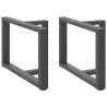 Pieds de table basse en T, 2 pièces, anthracite, 60 x 25 x (42-43) cm, acier 