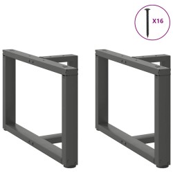 Pieds de table basse en T, 2 pièces, anthracite, 60 x 25 x (42-43) cm, acier 