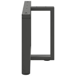 Pieds de table basse en T, 2 pièces, anthracite, 60 x 25 x (42-43) cm, acier 