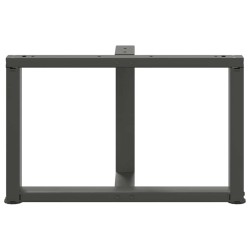Pieds de table basse en T, 2 pièces, anthracite, 60 x 25 x (42-43) cm, acier 