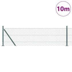 Clôture en Treillis Chainé avec 7 Piquets Flangés 0,6x10 m Acier Galvanisé 