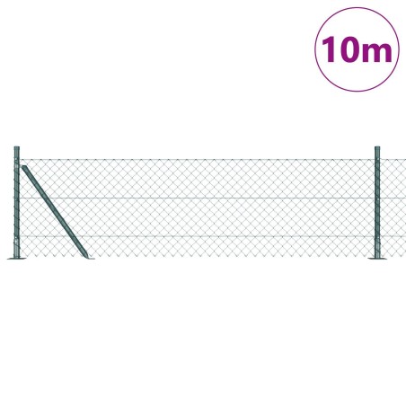 Clôture en Treillis Chainé avec 7 Piquets Flangés 0,6x10 m Acier Galvanisé 