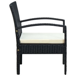Chaise de jardin avec coussin Résine tressée Noir 