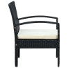 Chaise de jardin avec coussin Résine tressée Noir 