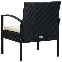 Chaise de jardin avec coussin Résine tressée Noir 