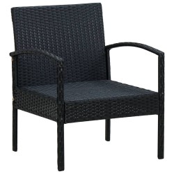 Chaise de jardin avec coussin Résine tressée Noir 