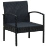 Chaise de jardin avec coussin Résine tressée Noir 