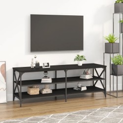 Meuble TV noir 140x40x50 cm bois d'ingénierie 