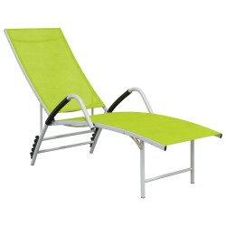 Chaise longue Textilène et aluminium Vert 