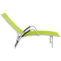 Chaise longue Textilène et aluminium Vert 