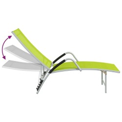 Chaise longue Textilène et aluminium Vert 